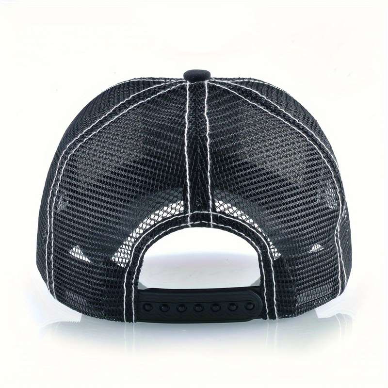 1pc Unisex Adjustable Baseball Cap with Panda Bamboo Embroidery Breathable Mesh Back Olive G