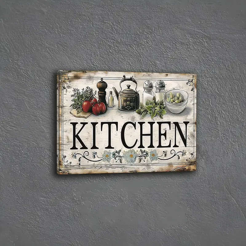 1pc Farmhouse Kitchen Canvas Wall Art Rustic Food Vegetable Theme Painting Woven Other Material Deco