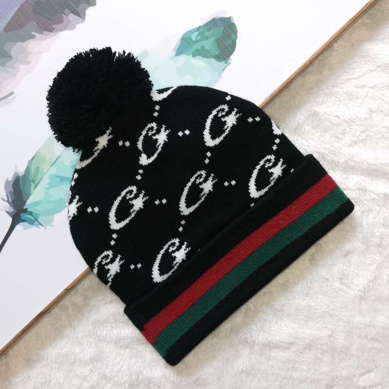 1pc Y2K Polyester Knit Beanie Double-Sided Patterned Striped Turn-Up with Pom-Pom Unisex Fash
