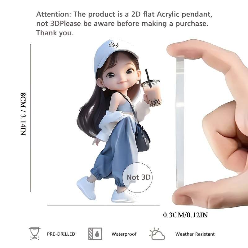 1pc 2D Flat  One piece of  acrylic material fashionable style cool for Man and woman theme