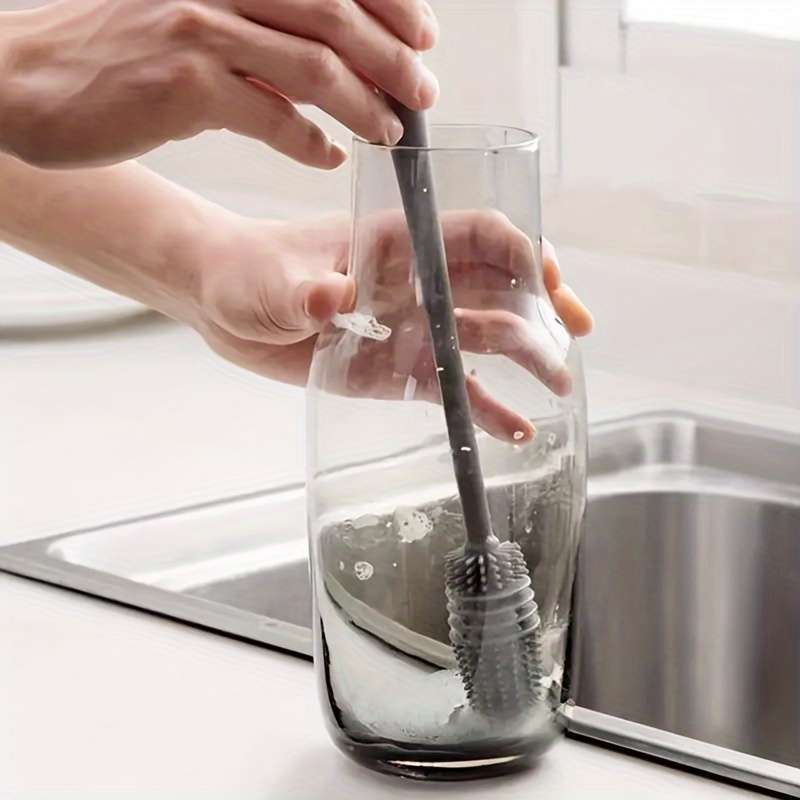 1pc Silicone Cleaning Brush with Long Handle   Flexible Durable Bristles for Cups Bottles   Mult