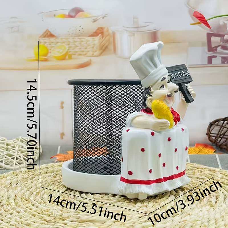 1pc Cartoon Chef Stainless Steel Towel Holder Polished Metal Kitchen Decor with Welcome Sign