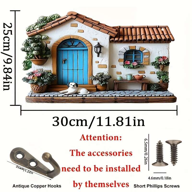 1pc puppy and house wooden key hanger key storage with hooks four-season multi-functional artisti