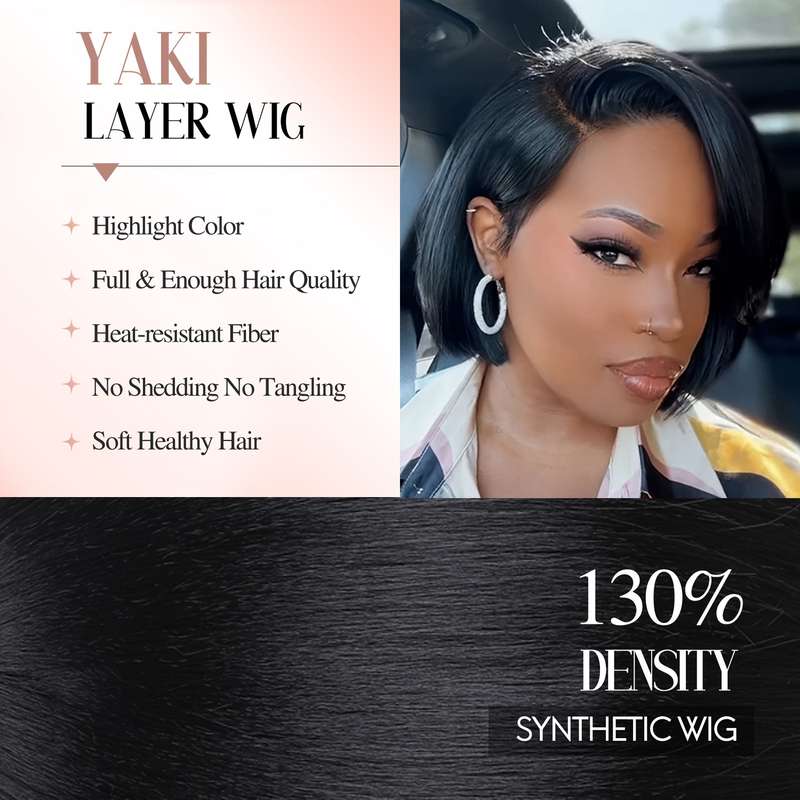1Pc Black 25.4cm Fashion Design Wig