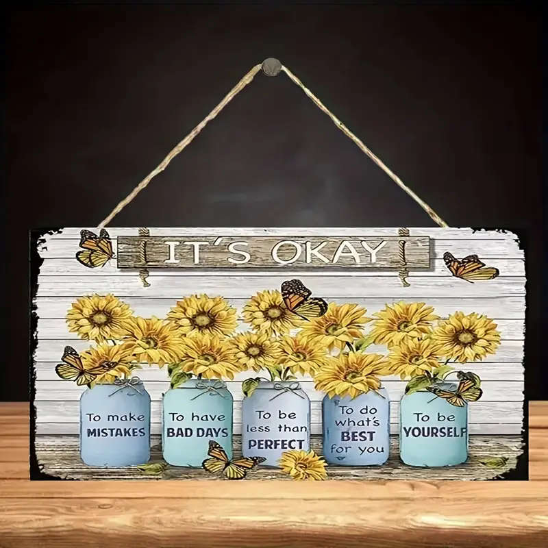 1pc Boho-Style Hanging Wall Decor Signs with Inspirational Quotes Thanksgiving Fairy Tale Themed Woo