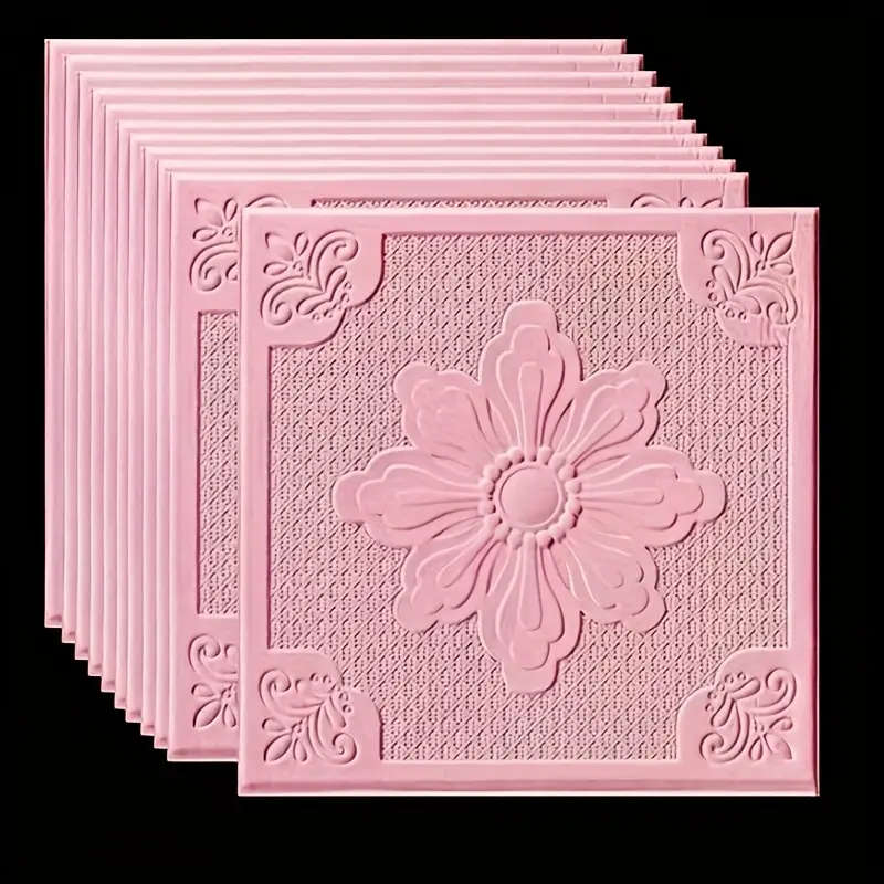 40pcs Elegant White 3D Floral and Geometric Pattern Wall Stickers