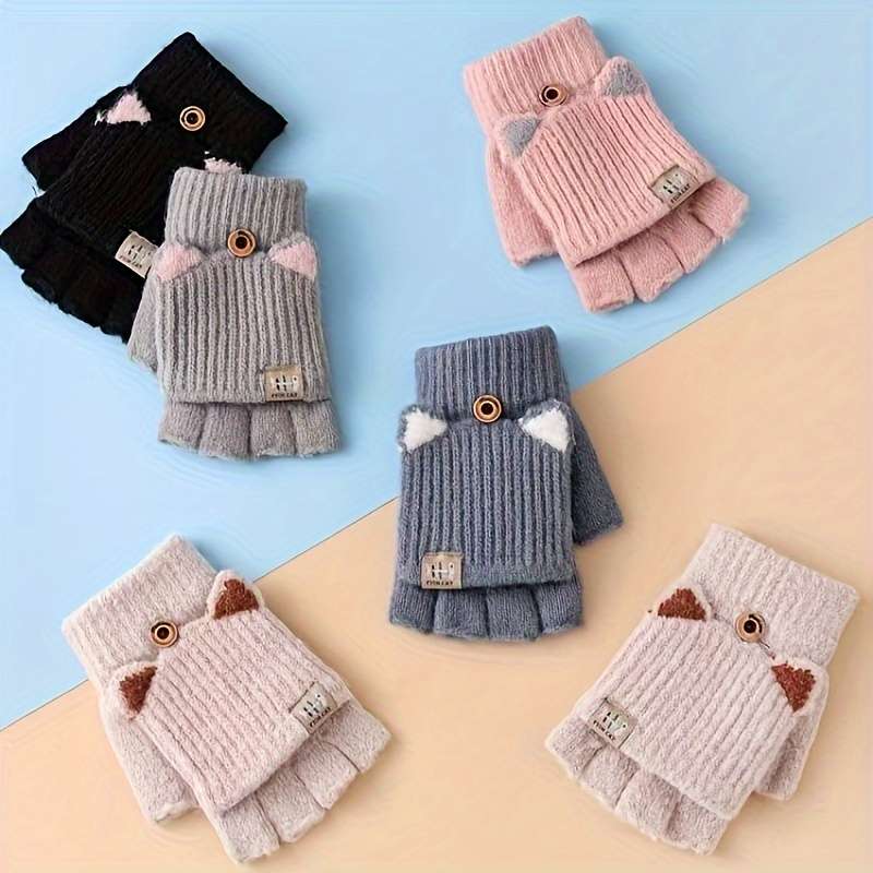 1 Pair Pink One Size Warm Gloves
