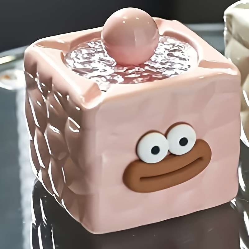 1pc Creative Cute Ceramic Ashtray Square Shape Contemporary Style High-end Tabletop Decoration