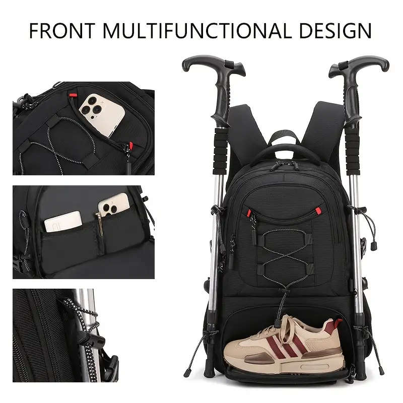 1pc Large Capacity Laptop Backpack with Shoe Storage Casual Polyester Travel Bag Outdoor Hiking Ruck