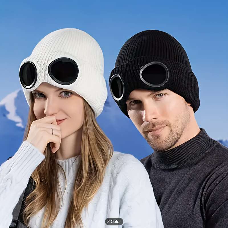 1pc Fleece-Lined Knit Beanie Warm Stylish Couple's Hat for Skiing Perfect for Halloween Chris