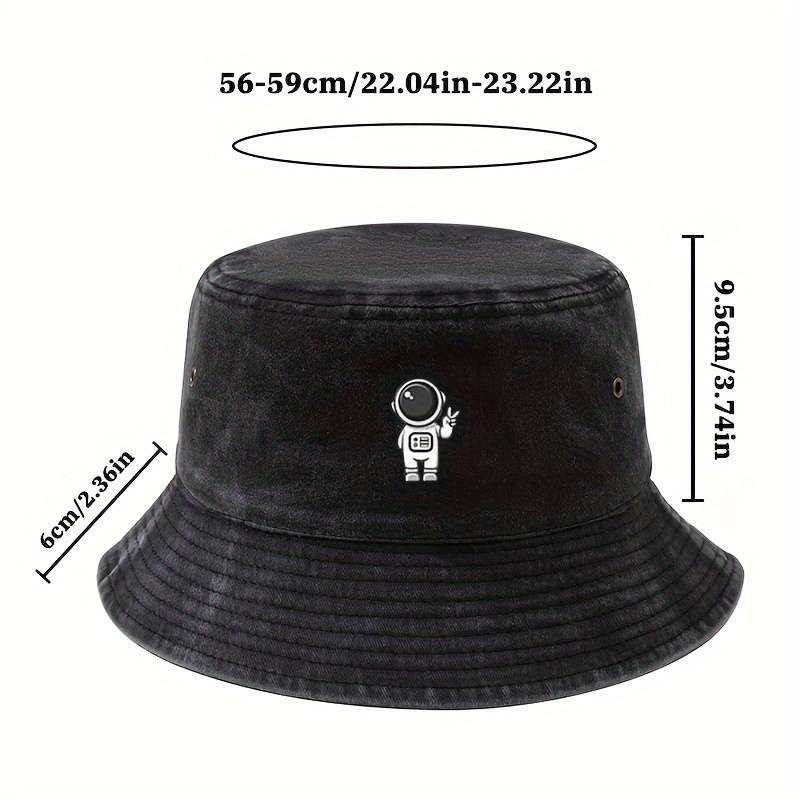 1pc MAKEFGE Men's Fashionable Astronaut Cartoon Bucket Hat Soft Top Sun Protection Casual Outdo
