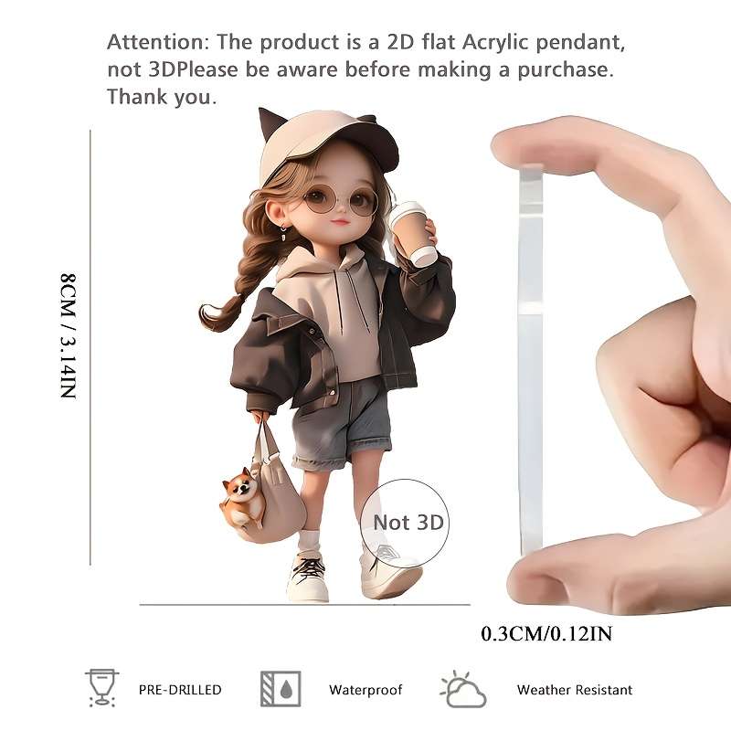1pc 2D Flat  One piece of  acrylic material fashionable style cool for Man and woman theme