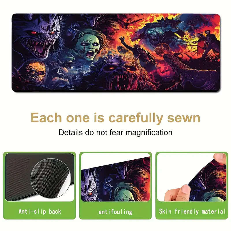 1pc 30x80cm Vibrant Gothic Horror Design Mouse Pad Non-Slip Ergonomic Gaming Office Desk Mat