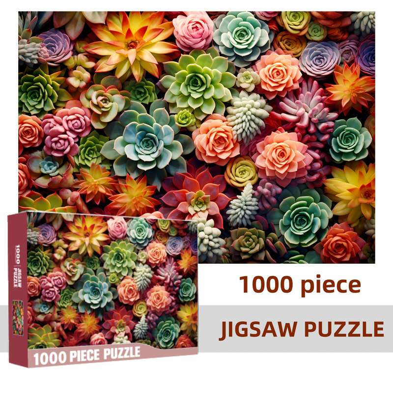 1000pcs Succulent Plants Jigsaw Puzzle for Adults Vibrant Colorful Family Puzzle T