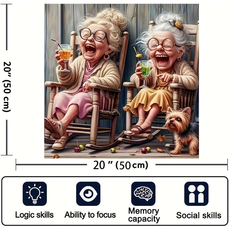 1000pcs Happy Grandma Paper Puzzle Large 19.7 x 19.7 DIY Home Decor Brain Challen