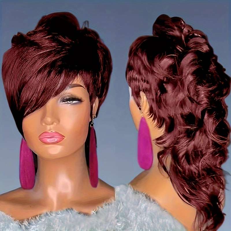 1Pc Burgundy 35.56cm Fashion Design Wig