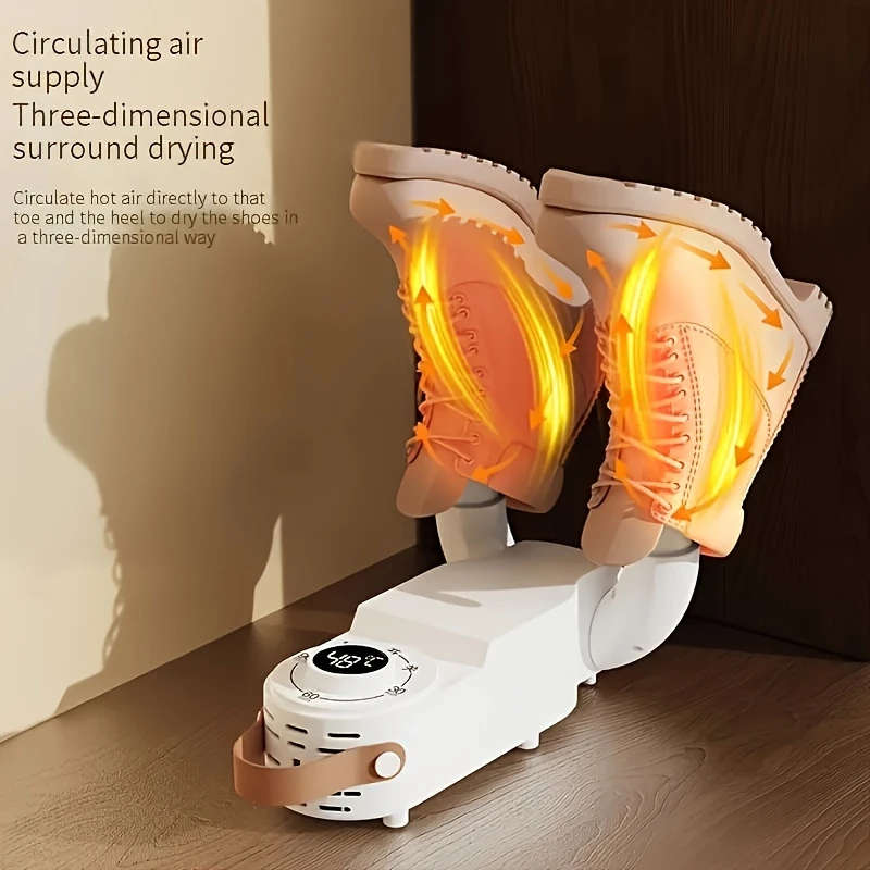 1pc Portable Shoe Dryer Quick-Dry Deodorize Quiet Operation with Smart Timer Foldable Design for Wor