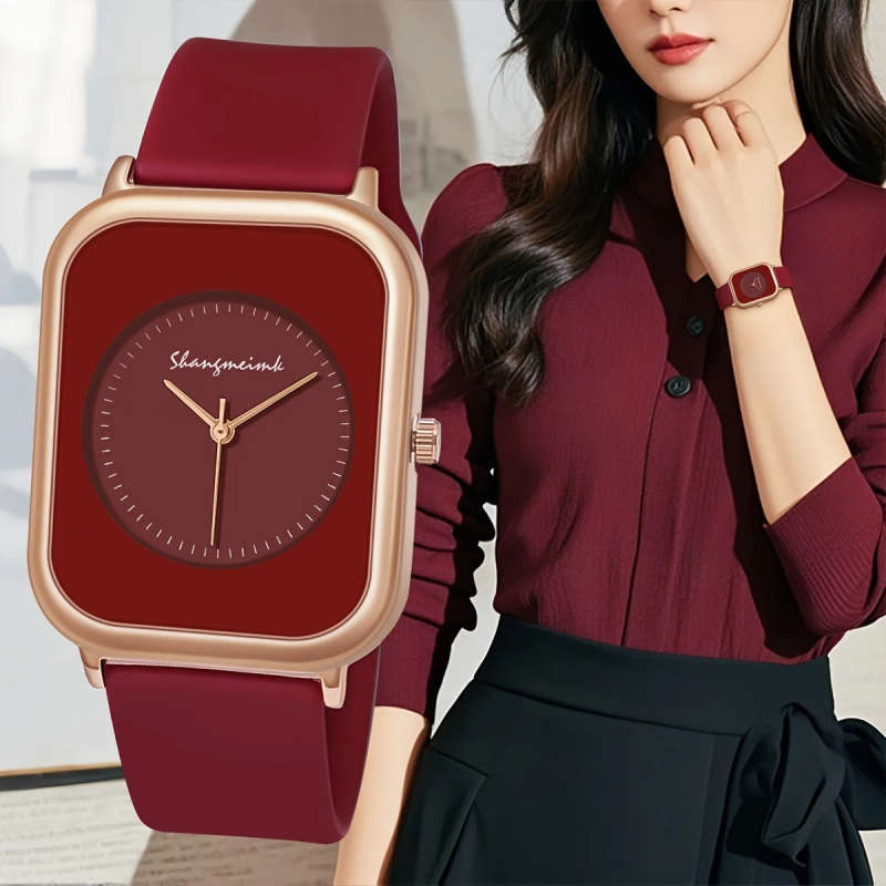 1pc Fashionable Quartz Wrist Watch for Women Analog Display Alloy Case Silicone Strap Elegant Casual