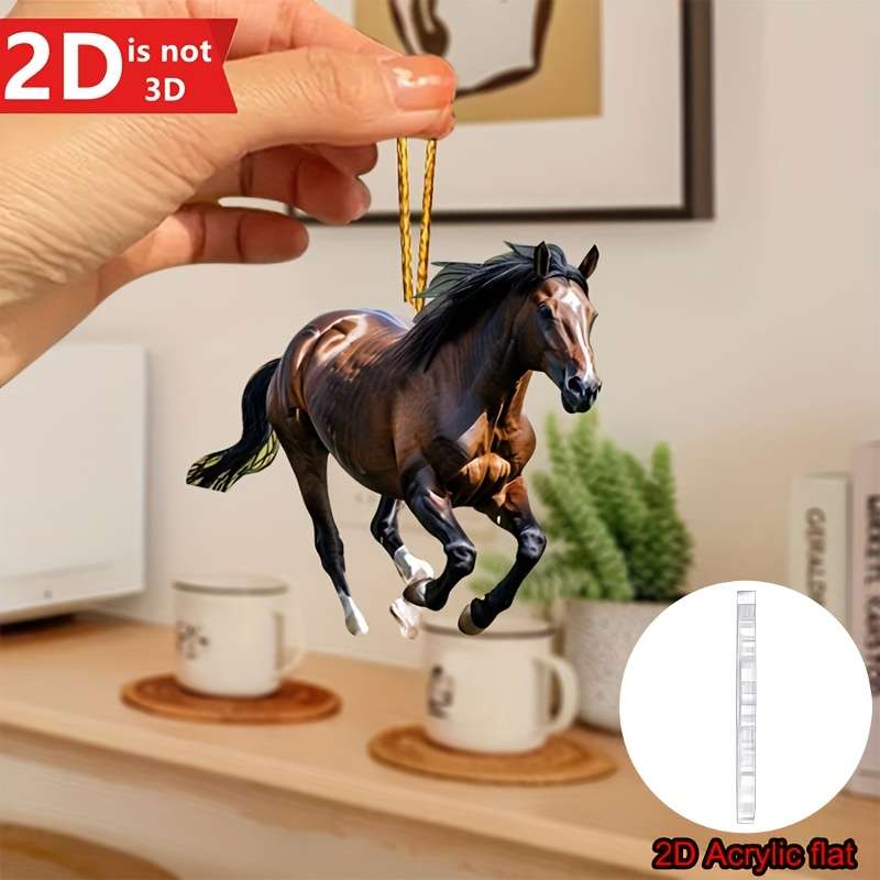 1pc 2D Flat Acrylic Flat Horse in Mid-Gallop Wall Art Vibrant Brown Stallion