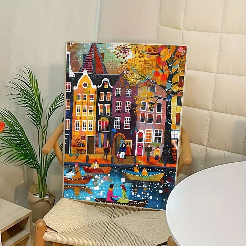 1000pcs Dutch Canal Scene Jigsaw Puzzle Charming Giant Puzzle for Adults Durable T