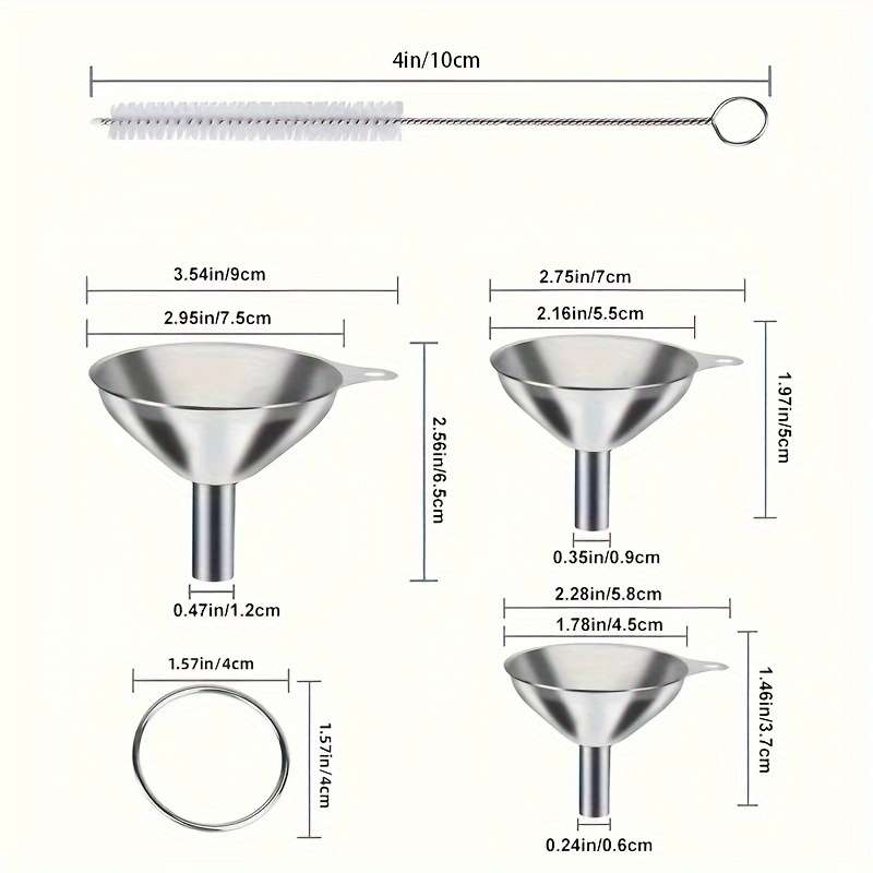 3pcs Stainless Steel Multi-Purpose Funnel Set Heat Resistant Super Versatile for Pouring And
