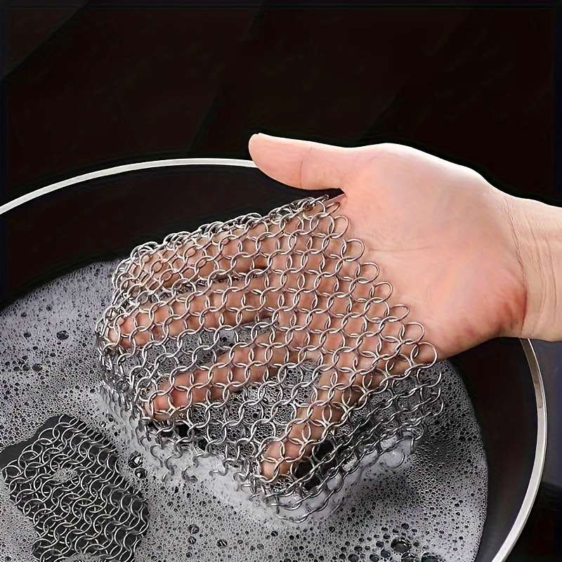2-Pack 316 Stainless Steel Kitchen Scrubbers Reusable Heavy-Duty Metal Scouring Pads for Ski