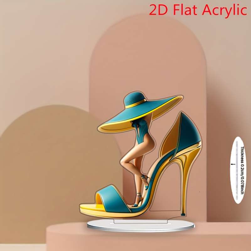 1pc 2D Flat    Elegant High Heel Acrylic Sign  Graphic Design Home Decoration Modern