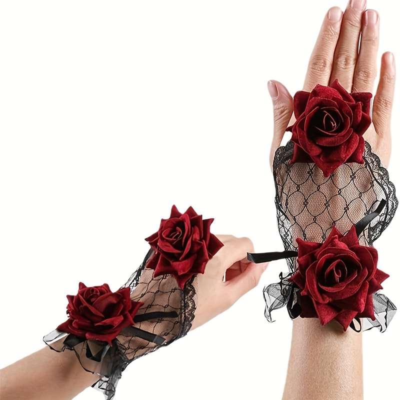 1 Pair One Size Fingerless Fishnet Gloves