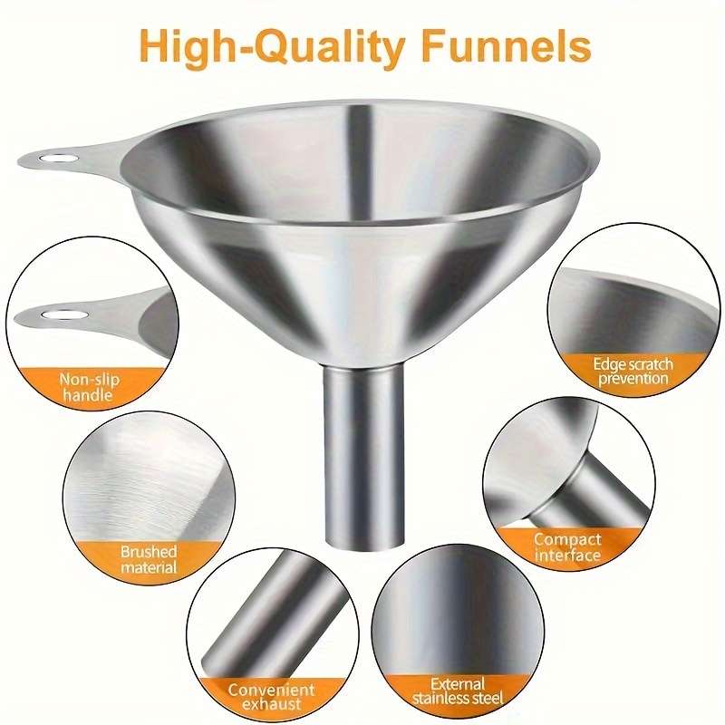 3pcs Stainless Steel Multi-Purpose Funnel Set Heat Resistant Super Versatile for Pouring And