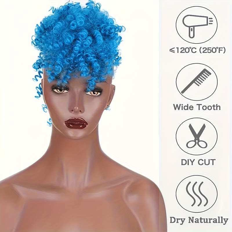 1Pc Lake Blue 40.64cm Fashion Design Wig