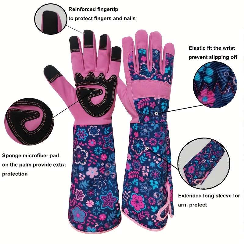 1 Pair Floral Charm Size L Multi Purpose Work Gloves