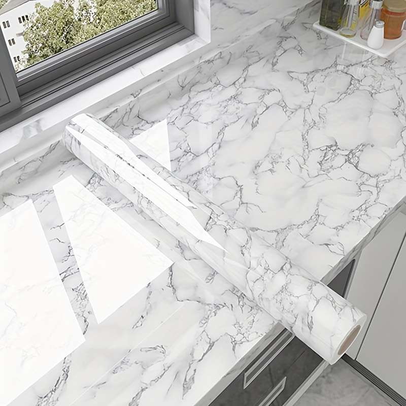 1pc Marble Pattern Self-Adhesive Kitchen Countertop Sticker 200x40cm Waterproof Oil-Resistan