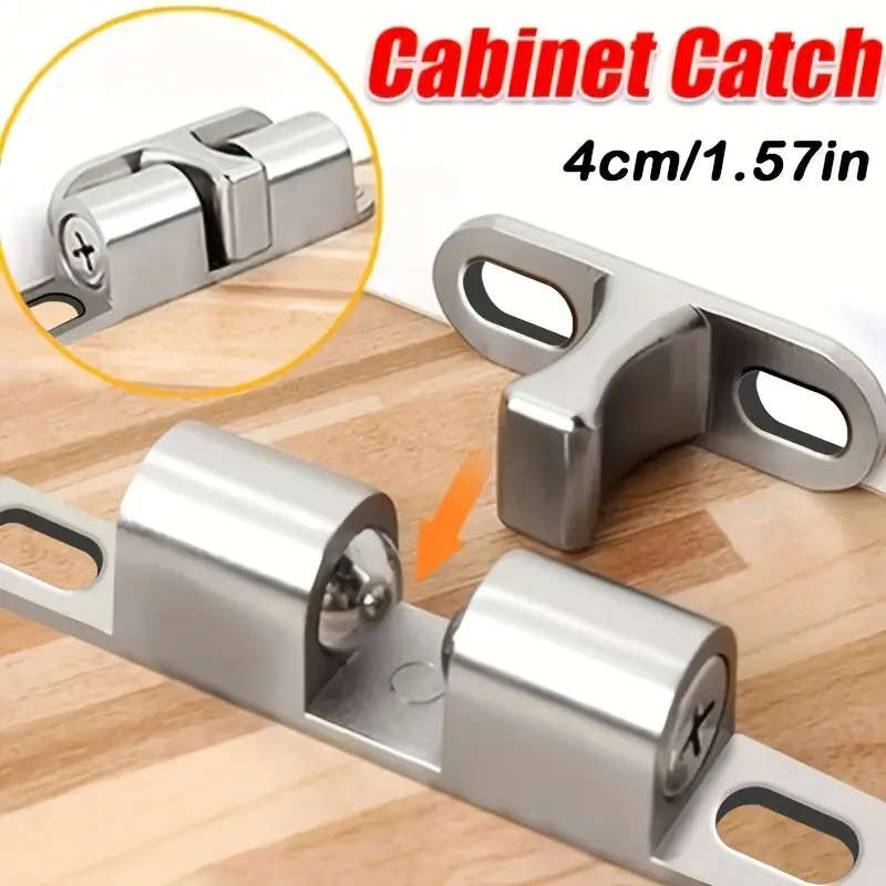 1pc Polished Metal Cabinet Door Catch Zinc Alloy Snap-On Bumper for Kitchen Cupboard Touch Remote Co