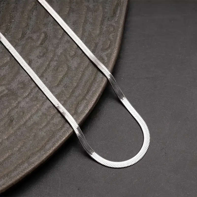 3mm Flat Snake Bone Chain Necklace - 304L Stainless Steel