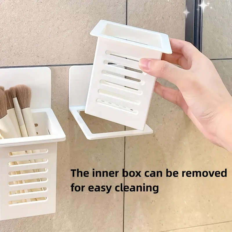 1pc Unfinished Plastic Wall-Mounted Bathroom Organizer 1-Shelf Hanging Shelf for Toothbrush Toothpas