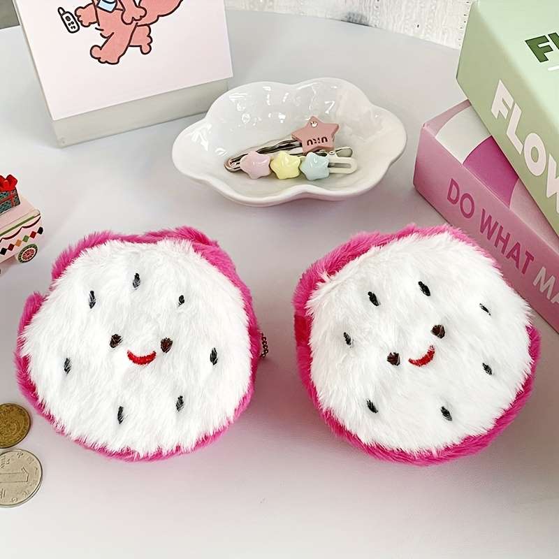 1pc Plush Coin Purse Dragon Fruit Shape Coin Purse Practical Storage Small Bag Mini Coin Pur
