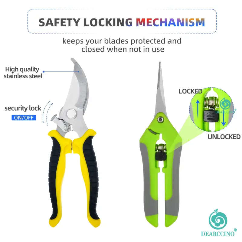 3Pack Stainless Steel Garden Pruning Shears Modern Metal Gardening Scissors Durable Trimming