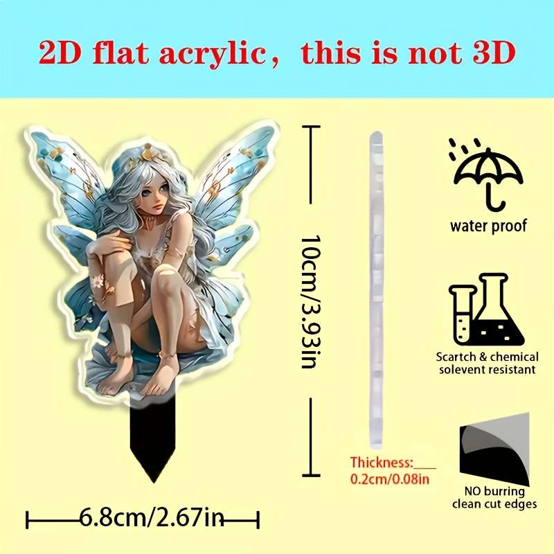 1pc 2D Flat   Plane Not 3D 1 Fairy Garden Decorative Stake