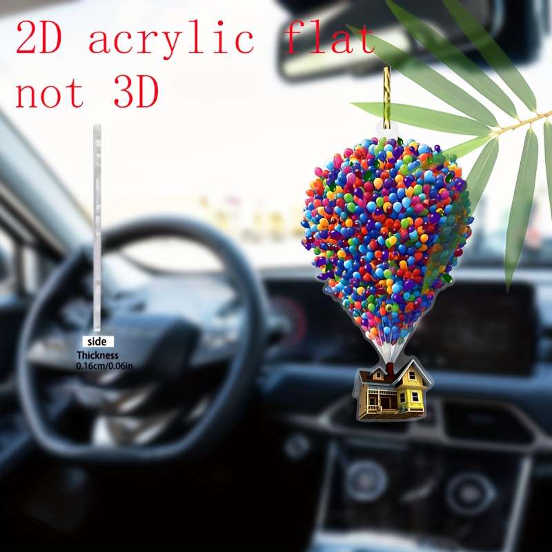 1pc 2D Flat  Acrylic Car Air Freshener Vibrant Balloon House Design Ideal for Car Interiors P