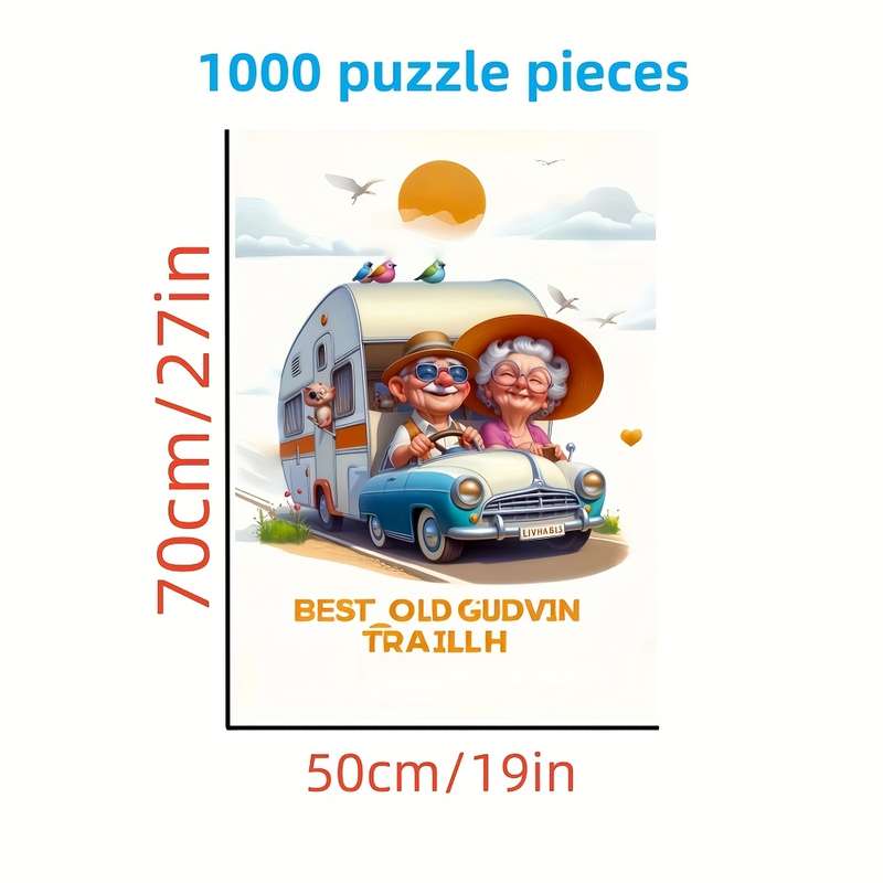 1000pcs Vintage Camper Van Adventure Puzzle Challenging DIY Brain Teaser Cardboard