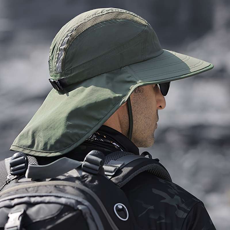 1pc Unisex Sun Protection Hat Summer Hiking Face-Covering Bucket Hat Wide Brim UV Protection Cap