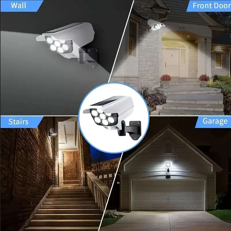 Outdoor Simulation Monitoring Light, Solar Sensor Light, Highly Sensitive Motion Sensor, No Wiring N
