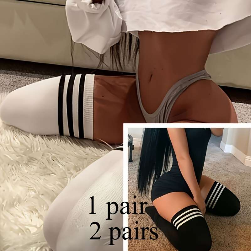 1 Pair Black Gray Wide Stripes  Socks