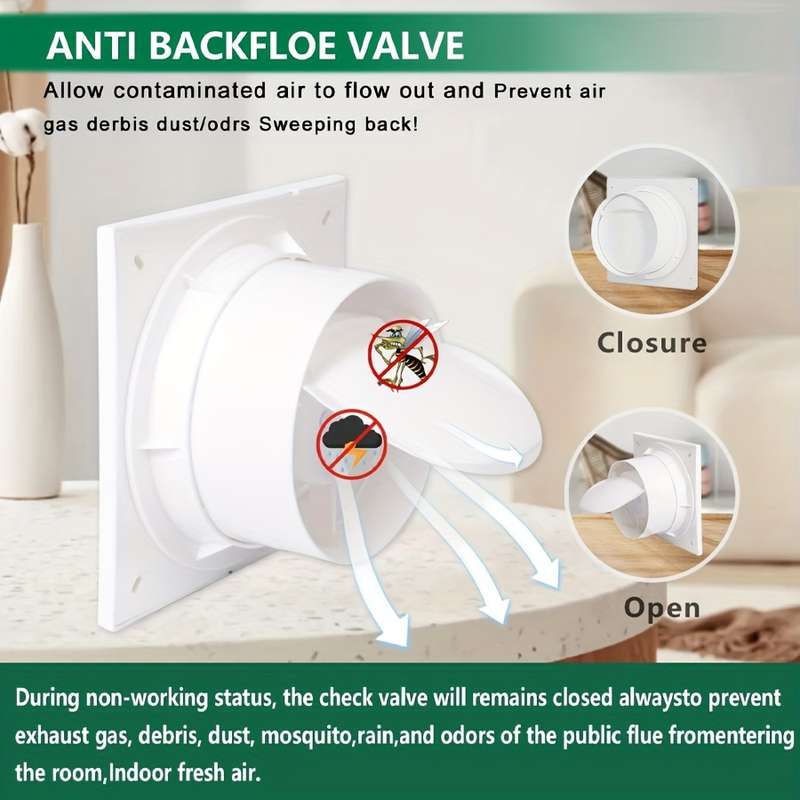 1pc European Standard Household Exhaust Fan Versatile 6-Inch Ventilation Fan with Backflow Preven