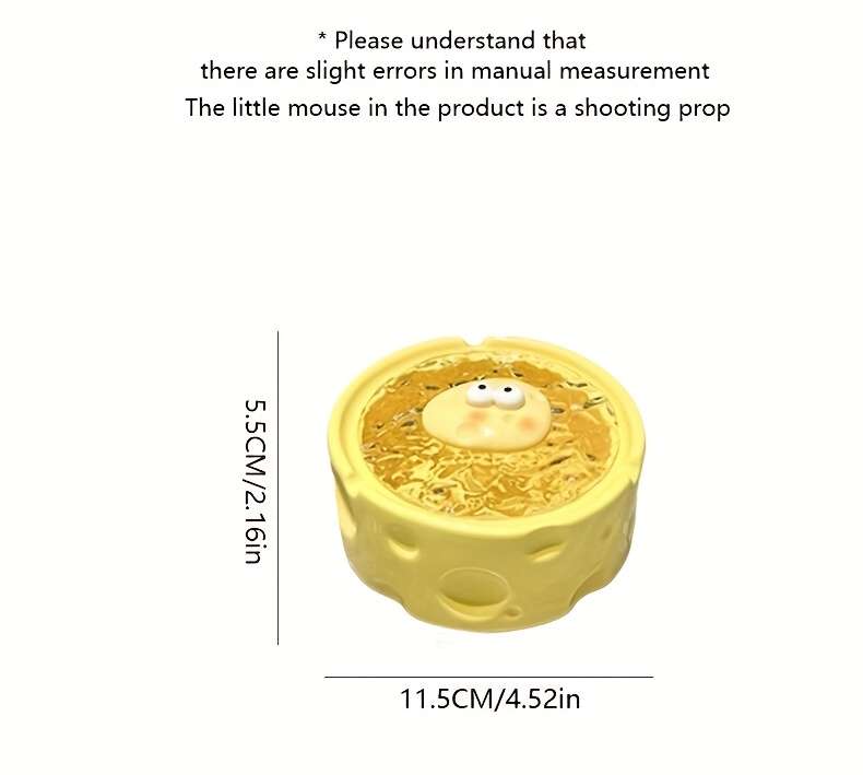 1pc Creative Fun Cheese Ceramic Ashtray with lid soot does not fly can be used for decoration su