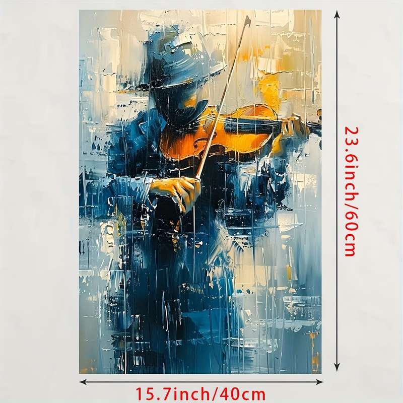 1pc A Frameless 2D Canvas Painting Featuring a Man Playing The Violin Oil Painting Poster Wall D