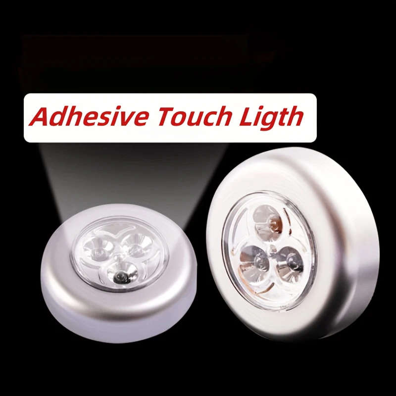 1pc 3LED Cordless Touch Night Light Stick-On Battery Operated Portable Easy Installation Perfect for