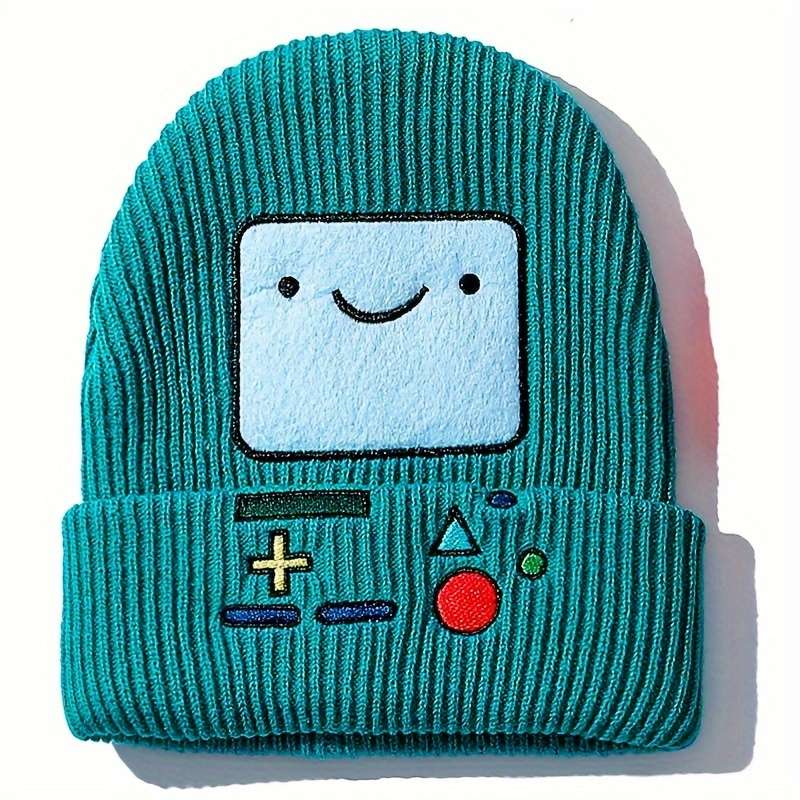 1pc Robot Adventure Treasure Embroidered Beanie Unisex Brimless Knitted Hat Casual Warm Cold Ha