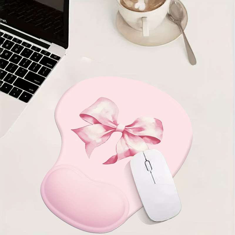1pc Soft Pink  Thickened And Soft Pink Bow Mouse Pad for Girls Perfect for Offic