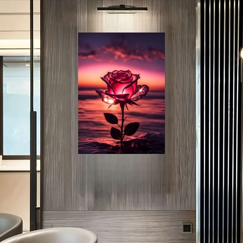 1000pcs Rose Flower Jigsaw Puzzle Vibrant Sunset Design Challenging DIY Brain Teas